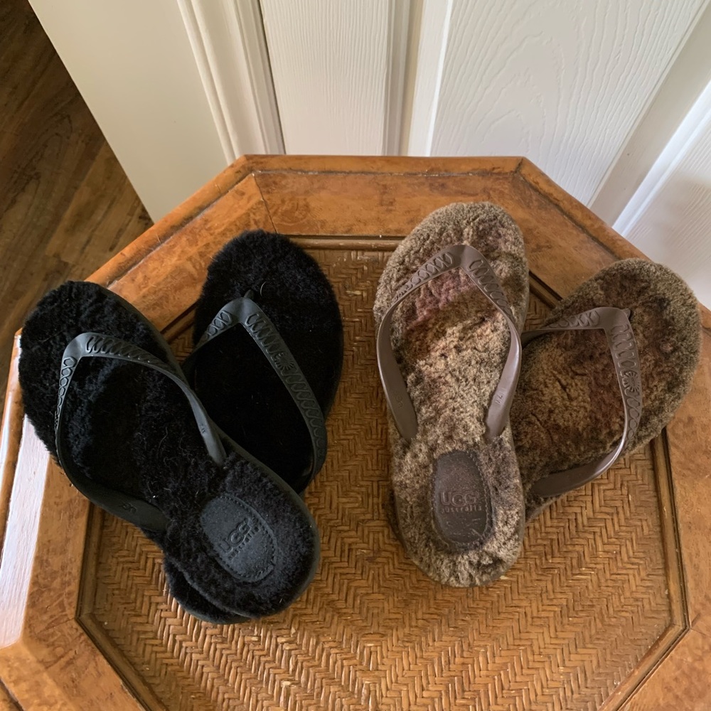 UGG Fur Footbed Flip Flop size 7